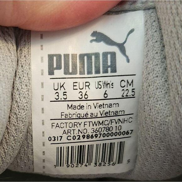 Puma Gray & Teal Leather Casual Lace Up Sneaker Size 6 - Picture 9 of 10